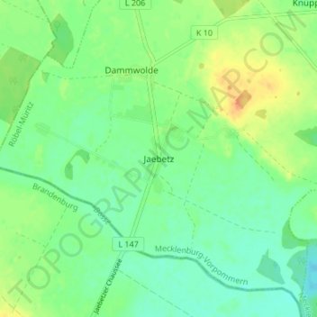 Jaebetzの地形図、標高、地勢