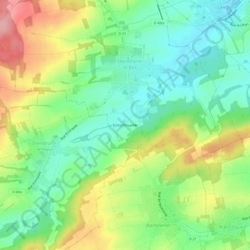 Schleiffmuehleの地形図、標高、地勢