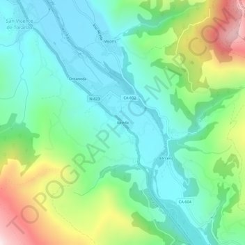 Alcedaの地形図、標高、地勢
