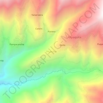 Huachoの地形図、標高、地勢