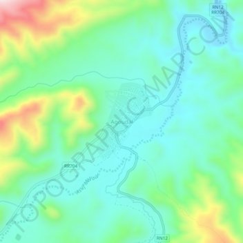 Agoudalの地形図、標高、地勢