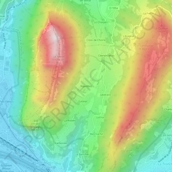 Ripaillèreの地形図、標高、地勢