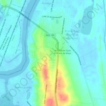 Colonia Petrolera Lindavistaの地形図、標高、地勢