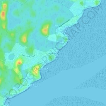 Les Jacquetsの地形図、標高、地勢