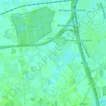 Liesの地形図、標高、地勢