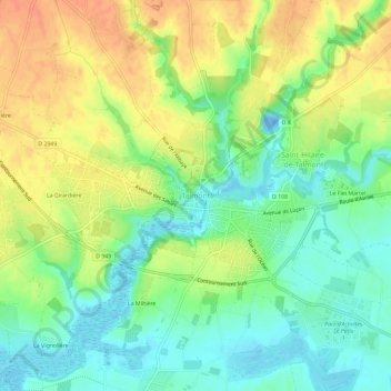 Talmontの地形図、標高、地勢