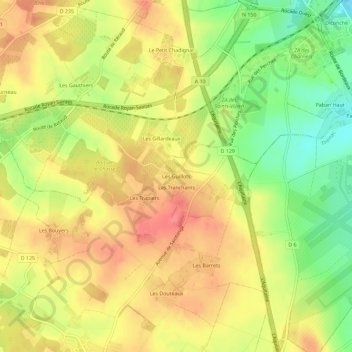 Les Guillotsの地形図、標高、地勢