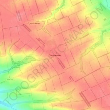 Zaliznychneの地形図、標高、地勢