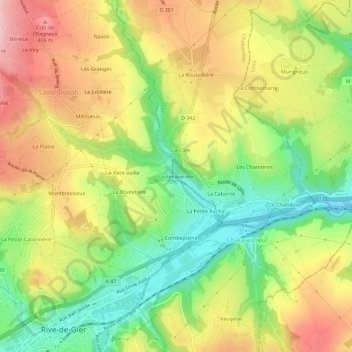 La Renavelièreの地形図、標高、地勢