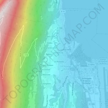 Les Branchesの地形図、標高、地勢