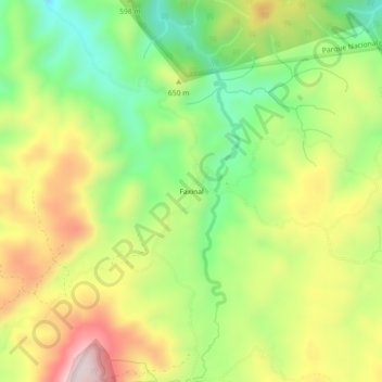 Faxinalの地形図、標高、地勢