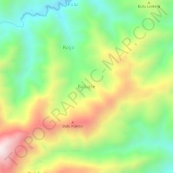 Baluaseの地形図、標高、地勢
