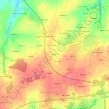 Castelfracの地形図、標高、地勢