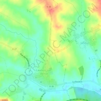 Chemin du Calvaireの地形図、標高、地勢