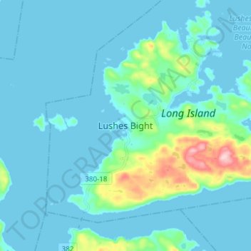 Lushes Bightの地形図、標高、地勢
