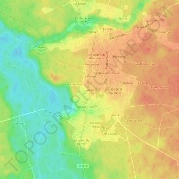 Suzonの地形図、標高、地勢