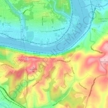 Barkingの地形図、標高、地勢
