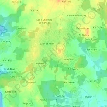 Le Bourgの地形図、標高、地勢