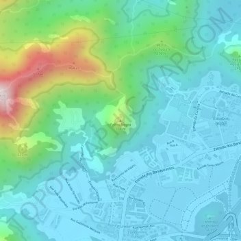 Pedra Negraの地形図、標高、地勢