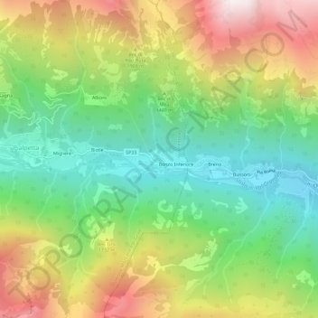 Bonzo Superioreの地形図、標高、地勢