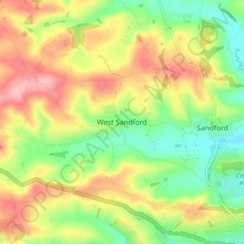 West Sandfordの地形図、標高、地勢