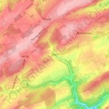 Vienの地形図、標高、地勢