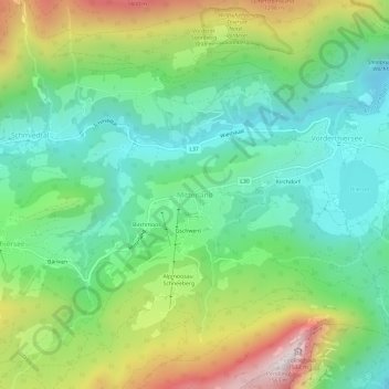 Mitterlandの地形図、標高、地勢