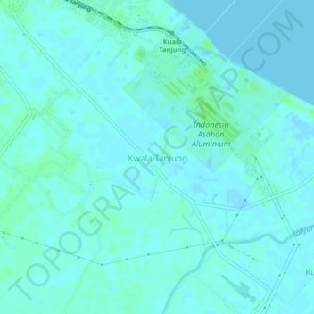 Kwala Tanjungの地形図、標高、地勢