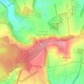 Withering Cornerの地形図、標高、地勢