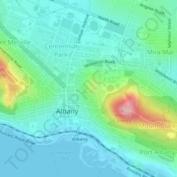 Wagon Rock Lookoutの地形図、標高、地勢