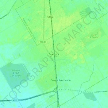 Guernicaの地形図、標高、地勢