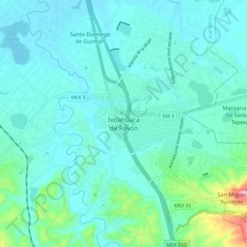 Ixtlahuaca de Rayónの地形図、標高、地勢