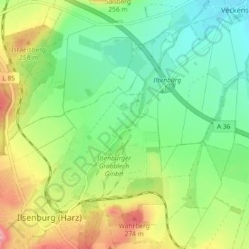 Pulvermühleの地形図、標高、地勢