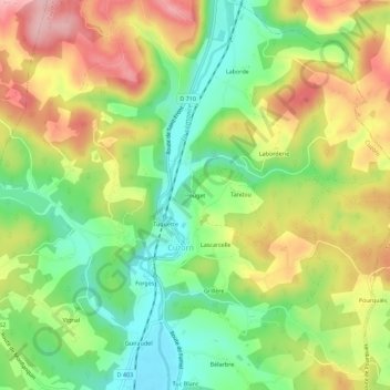 Pougetの地形図、標高、地勢