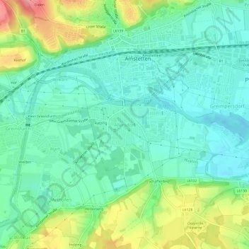 Allersdorfの地形図、標高、地勢