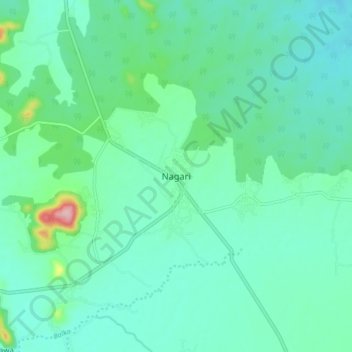 Nagariの地形図、標高、地勢