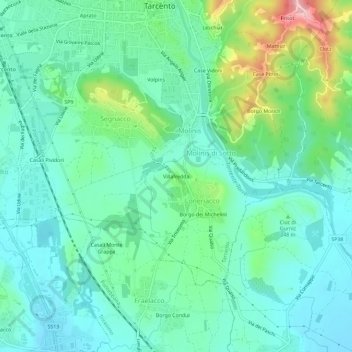 Villafreddaの地形図、標高、地勢