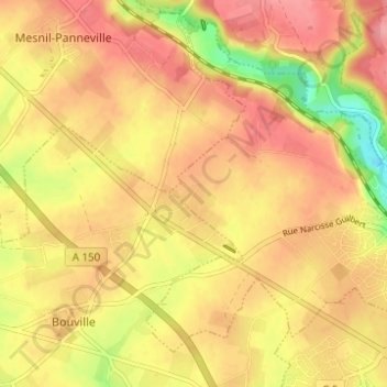 Hameau de la Routeの地形図、標高、地勢