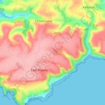 Woodcombeの地形図、標高、地勢