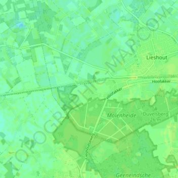 Achterboschの地形図、標高、地勢