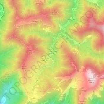 Acquafredda Inferioreの地形図、標高、地勢
