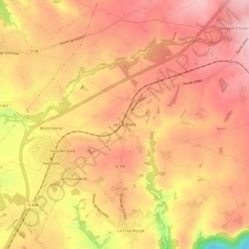 Le Lac Blancの地形図、標高、地勢