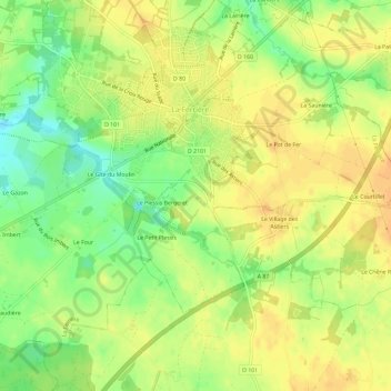 La Borderieの地形図、標高、地勢