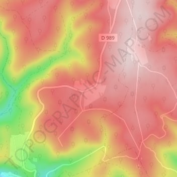 Les Woieriesの地形図、標高、地勢