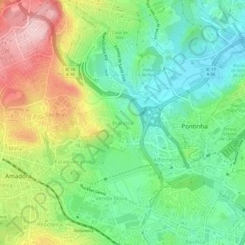 Brandoaの地形図、標高、地勢