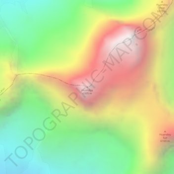 Huandoyの地形図、標高、地勢