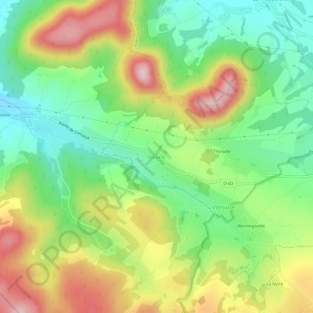 Neunéの地形図、標高、地勢