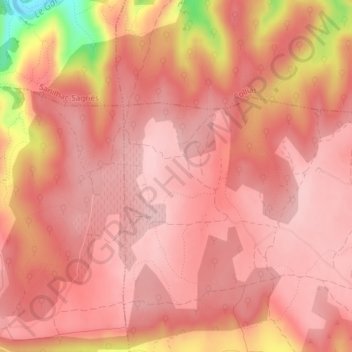 Mandreの地形図、標高、地勢