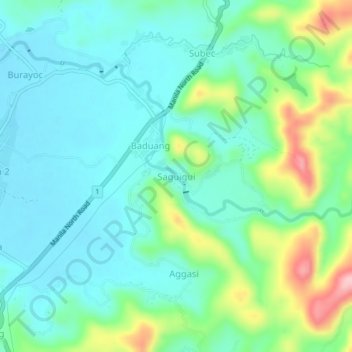 Saguiguiの地形図、標高、地勢