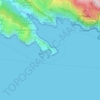 Calanque du Cancèuの地形図、標高、地勢